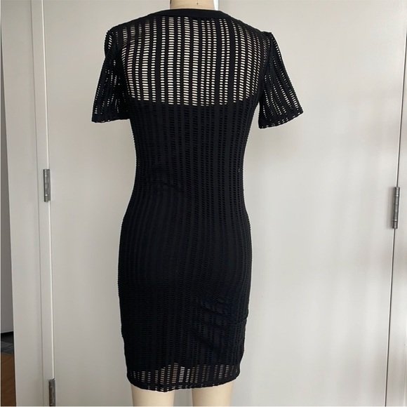 T Alexander Wang Woman’s Sheer Laser Cut Black Bodycon Whimsigoth Mini Dress S - Picture 4 of 16